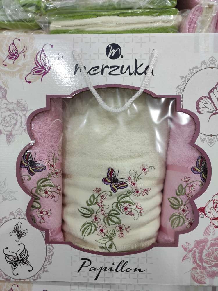 Набір махрових рушників з метеликами Merzuka papion, рожеві.